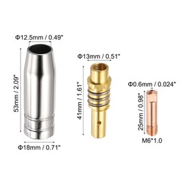 HARFINGTON 17pcs MIG Welding Gun Kit 0.024" Contact Tip Nozzle Diffuser MIG Welder Replacement Accessory with Connecting Holder and Wrench for MB15 15AK Welding Torch