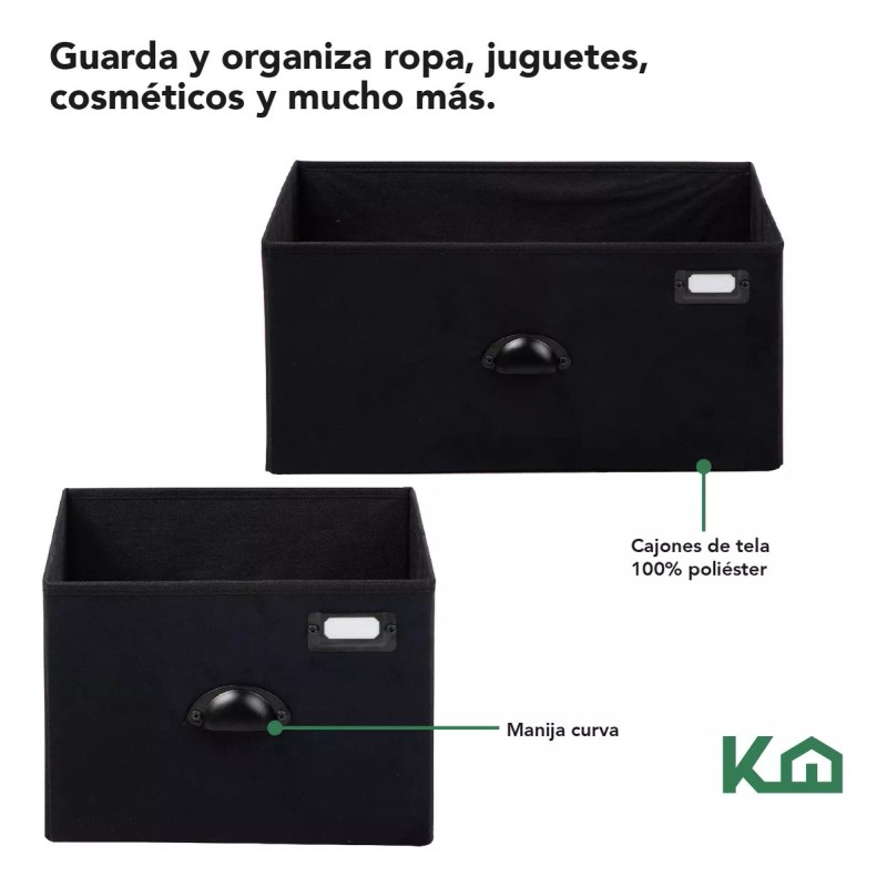 Kingshouse Comoda Cajonera De 5 Cajones Tela Estructura Acero Madera