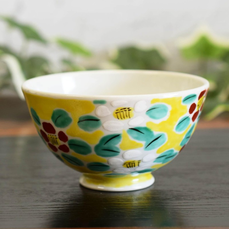 Kutani Ware Rice Bowl, Stylish, Lightweight, Rice Bowl, Flower Pattern,