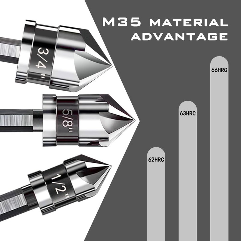 M35 Cobalt Countersink Drill Bit Pro-Grade 6pc Cobalt Countersink Bits