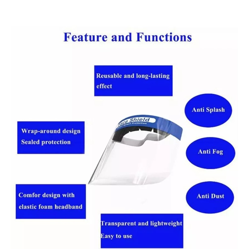 Unbranded Safety Full Face Shield Reusable Washable Protection Cover