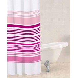 Sabichi Striped Shower Curtain, Raspberry