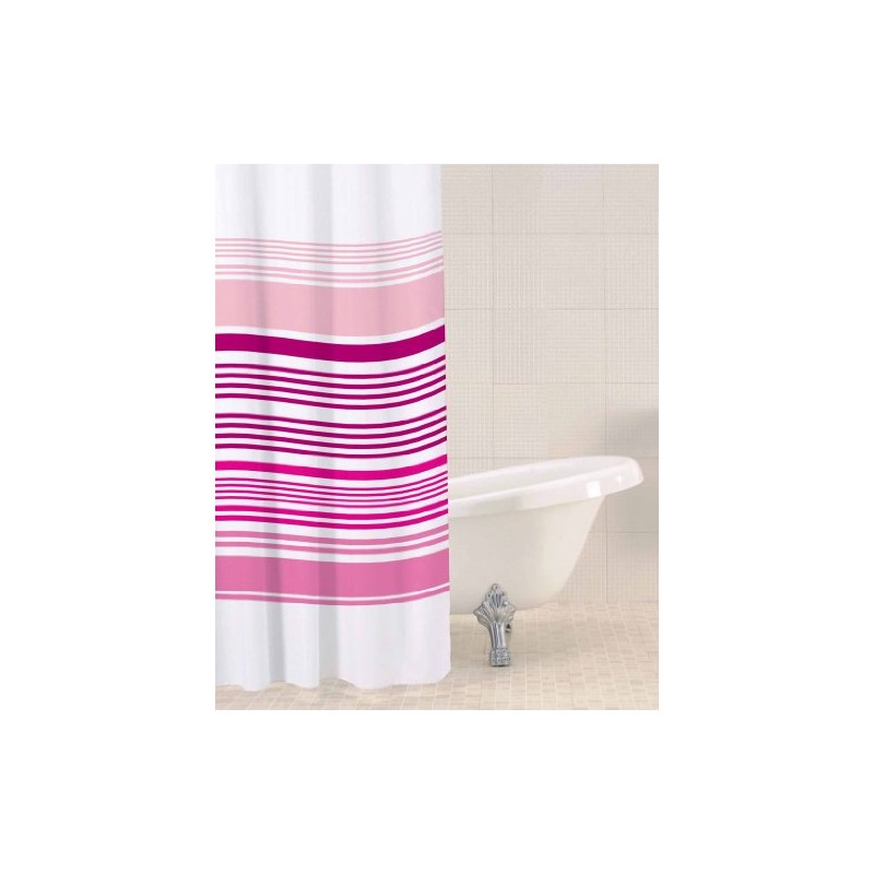 Sabichi Striped Shower Curtain, Raspberry