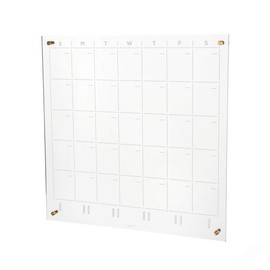 russell+hazel Acrylic Monthly Wall Calendar, Clear and Gold-Tone, Includes Wet Erase Markers and Mounting Hardware, 24” x 24” x .25”, Model Number: 44624