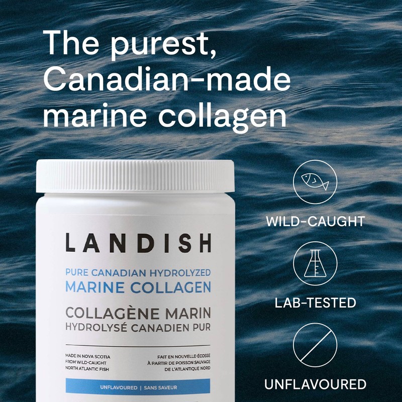 Landish Pure Canadian Hydrolyzed Marine Collagen, Collagen Peptides Powder, Unflavoured,