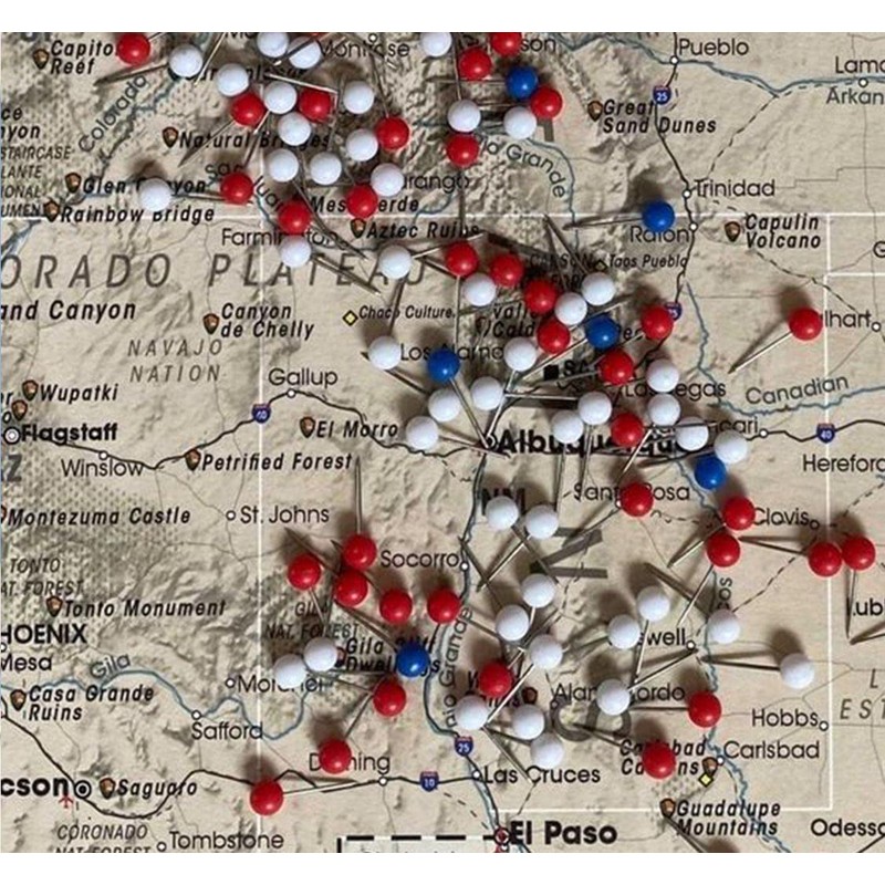 PINEPAN World Map Pin Board Small Red Card 1/8" Thumb