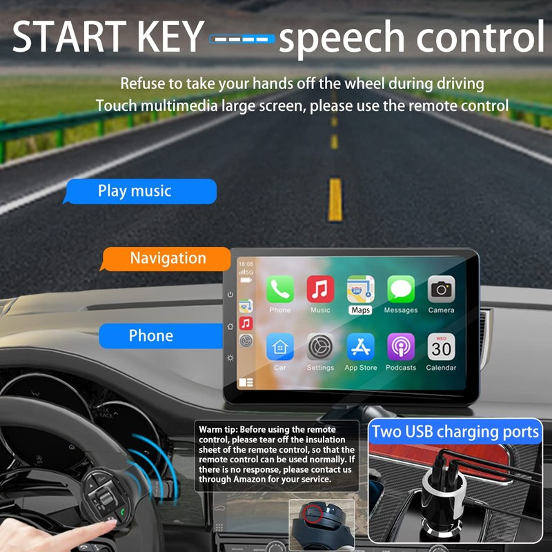 Upgraded Aple Wireless Carplay, Steering Wheel Remote Control, 9 Inch