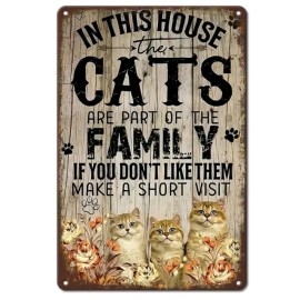 Unbranded "Cat Lovers Metal Sign Wall Art Vintage Humor Family Kittens Floral 8x12in Rusti