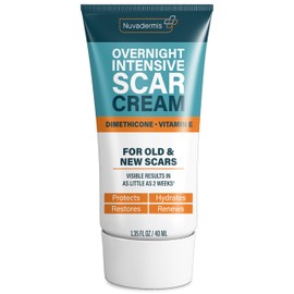 NUVADERMIS Overnight Intensive Scar Cream – Reduces Appearance of Scars & Blemishes, Hydrates & Nourishes Skin, Night Repair Formula for Face & Body – 1.35 Fl Oz