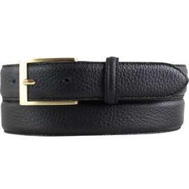 BELTINGER Italian Suit Belt 30mm Wide Mens Suit Belt Trouser Belt Textured Leather Buckle Gold, Black, Gold