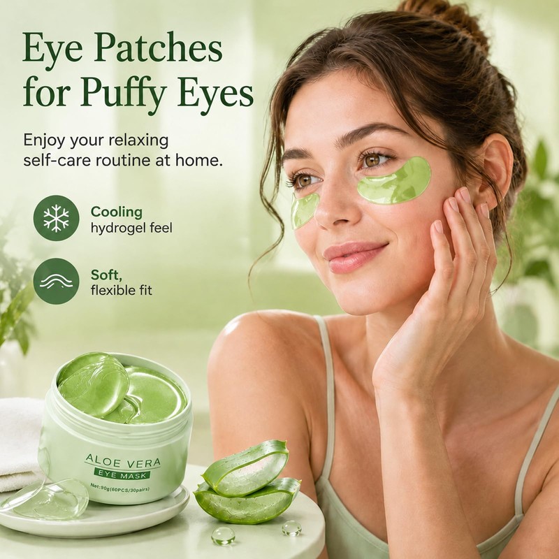 60PCS Under Eye Patches for Dark Circles, Aloe Vera Eye