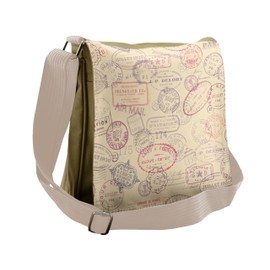Ambesonne Vintage Messenger Bag, Retro Inspired Postage, Unisex Cross-body