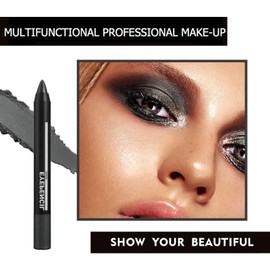 Black Eyeshadow Pencil, Shimmer Black Cream Eye Shadow Stick, Metallic Smoky Single Eye Shadow, Smooth Shiny Blendable Highly Pigmented Cool Eye Make up for Party