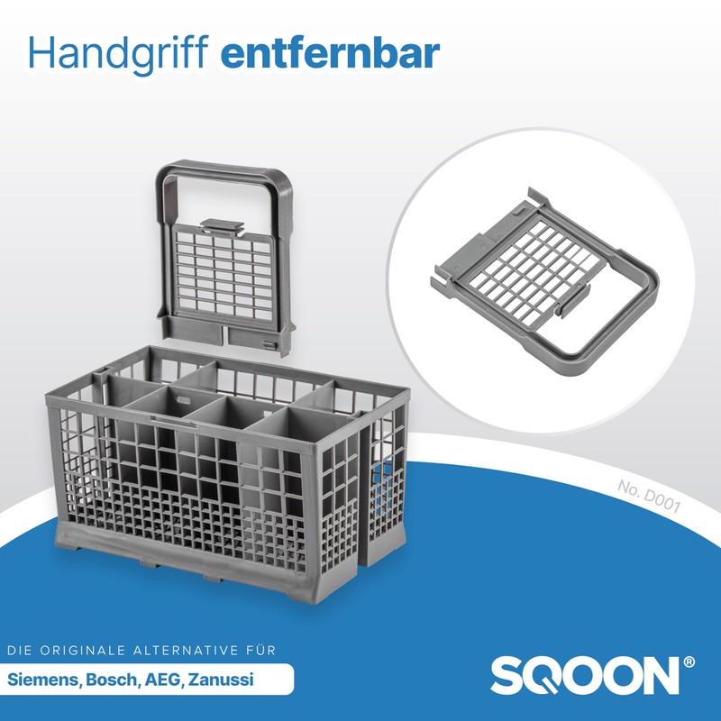 SQOON Dishwasher Basket, Universal Cutlery Basket, Folding Grid Lid, Plastic,