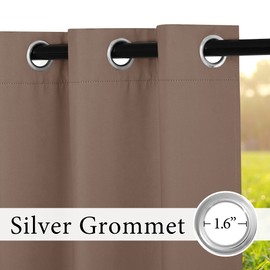 RYB HOME Extra Wide Outdoor Curtains 2 Panels - UV Protect Waterproof Privacy Outside Curtains for Patio Gazebo Balcony Lanai Pavilion Pergola Deck, Wide 105 x Long 96 inches, Mocha