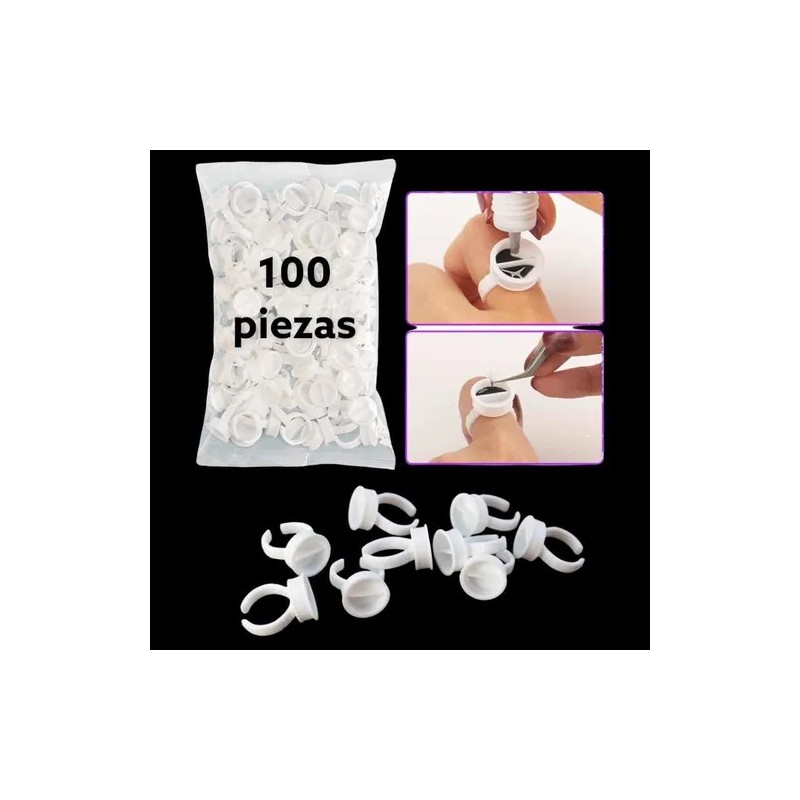 100 Piezas Anillos Para Pigmento De Pestaas,cejas.belleza Blanco