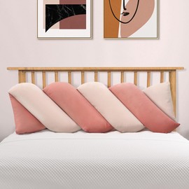 Daneey Large Headboard Pillow King Soft Daybed Pillows Bolster for Bed Back Pillow for Sitting in Bed Long Pillow for Bed Reading Pillow Adult Decorative Lumbar Pillow Couch Sofa, Removable Pink Cover