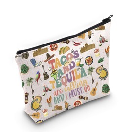 WCGXKO Mexico Girls Trip Gift Final Fiesta Bachelorette Party Gift Makeup Bag Tacos And Tequila Clutch Bag (Tacos Tequila)