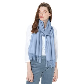 MaaMgic Women's Large Warm Cashmere Feel Pashmina Shawls Wraps Light Soft Winter Girl Scarf,Blue Light-AGA