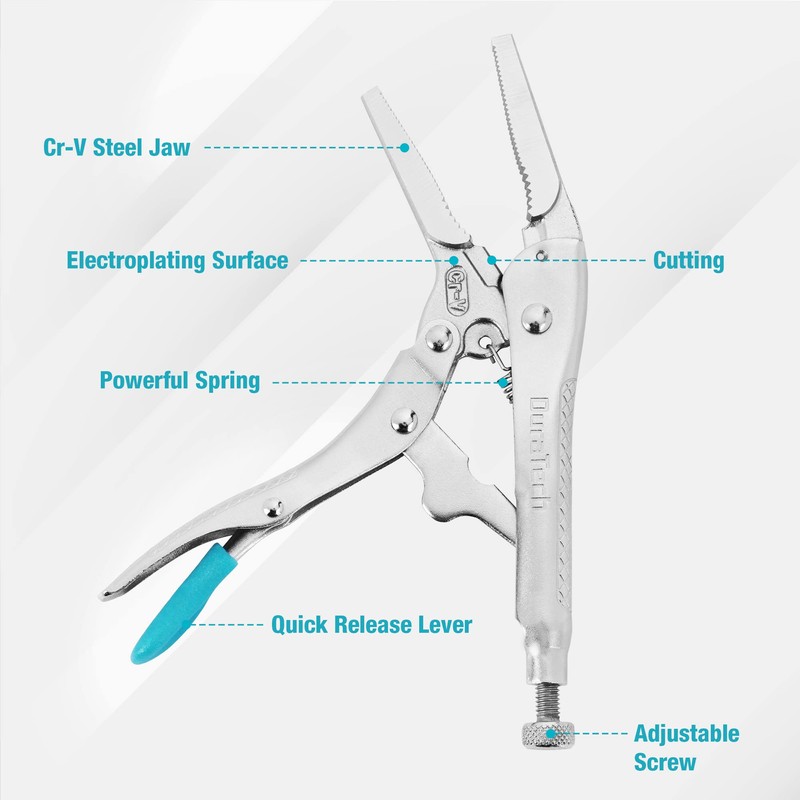 DURATECH 6-1/2Inch Long Nose Locking Pliers, Premium Cr-V Construction, Long