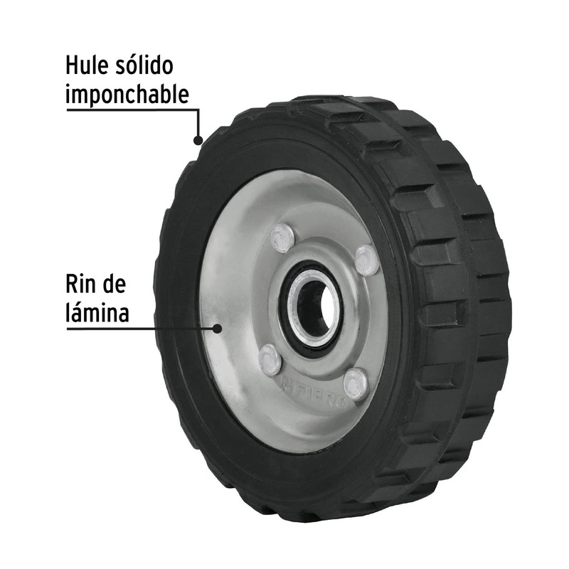 Pretul RD-51, Rueda de hule sólido 5" para diablo, un