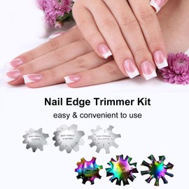 Stainless Steel Nail Art Kit with Edge Trimmer & Pens for Acrylic Nails, Salon-Quality French Smile Lines, Models 1# 2# 3# 4# Optional