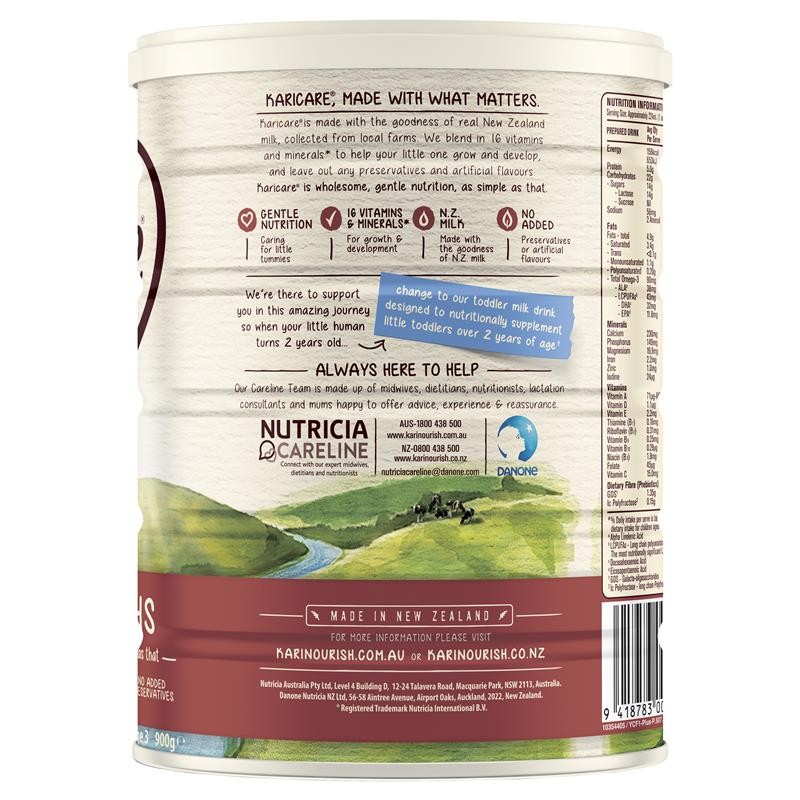 Karicare+ 3 Toddler Growing Up Milk From 1 year 900g