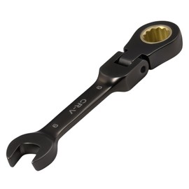SPEEDWOX 9mm Stubby Flex-Head Ratcheting Combination Wrench - 72 Tooth Box and Open End Spanner, Anti-Slip Flexible Head, Heat-Treated CR-V Steel Works on Stripped and Rounded Bolts