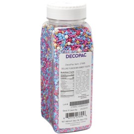 DECOPAC Sweet Tooth Deluxe Fusion Mix, 26oz, Fancy Candy Sprinkles in Handheld Container, Edible Sprinkles For Celebration Cakes, Cupcakes, Cookies and Donuts, Multicolored - Pink, Purple, Blue