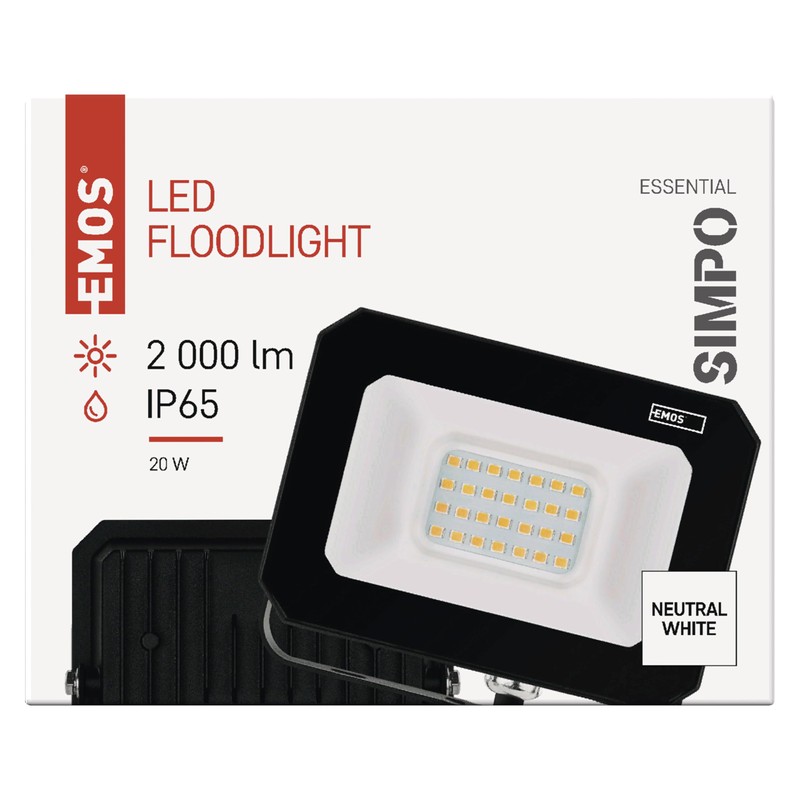 EMOS SIMPO LED Spotlight 20 W IP65 Waterproof Floodlight for