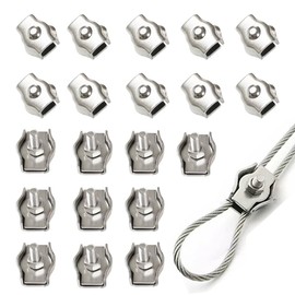 20 Pcs stainless steel simplex wire rope cable clamp/wire rope clamp（1/8 in. M3）
