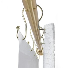 Utopia Alley Shower Rings, Double Shower Curtain Hooks for Bathroom, Rust Resistant Shower Curtain Hooks Rings, Crystal Design, Set of 12 (Gold)