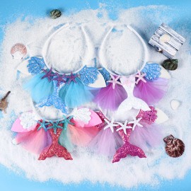Lurrose Mermaid Headband with Sequins Hair Band Hair Accessories with Ears for Birthday Party Headband, Pack of 4