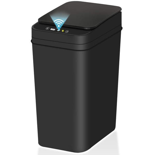 jinligogo Bathroom Small Trash Can with Lid, 2.2 Gallon Touchless Automatic Garbage Can Slim Waterproof Motion Sensor Smart Trash Bin for Bedroom, Office, Living Room