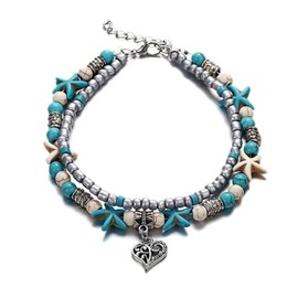 IQIC Starfish Shell Anklet for Women Adjustable Conch Anklet Waterproof Beaded Puka Shell Ankle Bracelet Beach Pearl Foot Charm Chain Boho Jewerly for Summer Beach Party