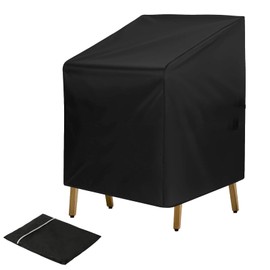 Garden Chair Covers, Waterproof Outdoor Oxford Fabric Garden Furniture Covers for Indoor Outdoor Patio Stackable Chairs Chair Seat Dining Room Chairs (Black/64 x 64 x 70/120 cm)