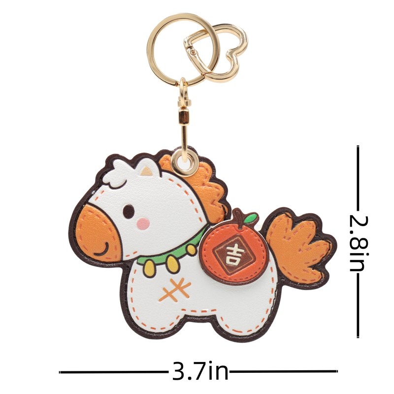 MC Fashion Lucky Horse PU Leather Keychain Holder for AirTag