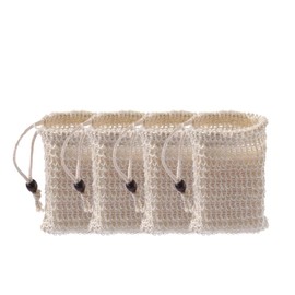 1/2/4/8x Soap Exfoliating Bags Flax Foaming Net Soap Saver Bag Pouch Natural Ramie Soap Bag Hand Made Soap Bag Mesh Soap Saver Bags with Drawstring for Bath & Shower Use