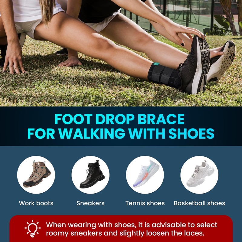 Welnove Upgraded Drop Foot Brace – Adjustable Lightweight AFO Support