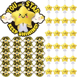 Soulchen 24 Sets End of School Year Gifts for Kids Bulk Star Plush Keychains with Inspirational Cards Preschool Graduation Gifts for Kindergarten Students Classroom Prizes Graduation Party Favors