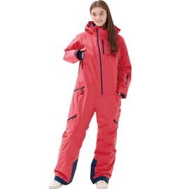XUQNAGG Women's One Piece Ski Suits Windproof Jumpsuit Waterproof Warm Breathable Detachable Hood Snowsuit For Snow Sports(Pink,S)