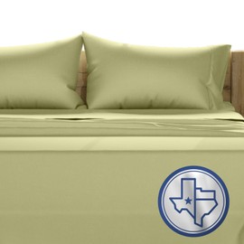 TEXAS LINEN CO. 100% Egyptian Cotton Sheets Full Size - 1200 Thread Count 4 PC Full Sheet Set Egyptian Cotton, Sateen Weave Luxury Sheets Full, High Thread Count Sheets, 19" Deep Pocket - Sage Green