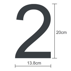 MOLVCE House Number, Anthracite, Stainless Steel, Height 20 cm, RAL 7016 Anthracite House Number, Solid Stainless Steel, Fine Structure, Powder Coated, Arial Font - Number 2