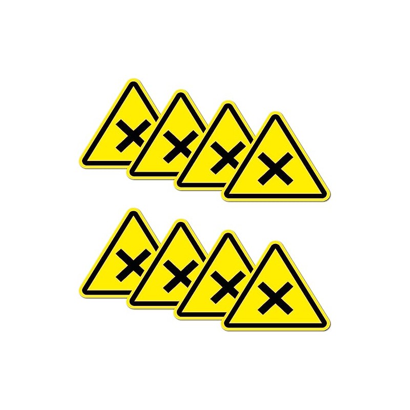 Pack of 8 Warning Stickers 6 x 5 cm Hazardous