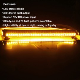 WOWTOU Roof Top Magnetic 80 LED Amber Emergency Strobe Light Bar for Trucks Snow Plows Construction Vehicles, Double Side Caution Flashing Beacon Lights