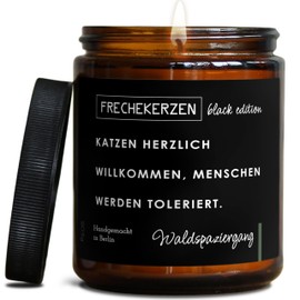 Lustige Duftkerze mit Spruch für Katzen Besitzer & Liebhaber | Handgemacht aus Sojawachs | In Geschenkbox | Valentinstag Geburtstagsgeschenk Gastgeschenk Katzenhalter Cat Lovers |Wald