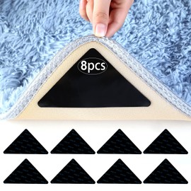 AiQInu Non-Slip Mat for Carpet, Pack of 8 Carpet Non-Slip Underlay, Washable and Reusable, Non-Slip Carpet Underlay, Strong Adhesion, Triangle Carpet Stopper for All Smooth Floors