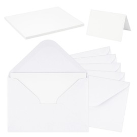 Envelopes with Blank Cards, Set of 50 Envelopes Folding Cards for DIY Envelopes, Double Cards for Greeting Cards, Invitations, Birthday Cards, Thank You Cards (White, 11 x 16 cm)