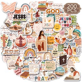 zheyistep 200PCS Jesus Christian Stickers, Inspirational Bible Verse Stickers for Water Bottles Boho Religious Faith Stickers for Journaling Scrapbook Laptop, Christian Gifts Bulk