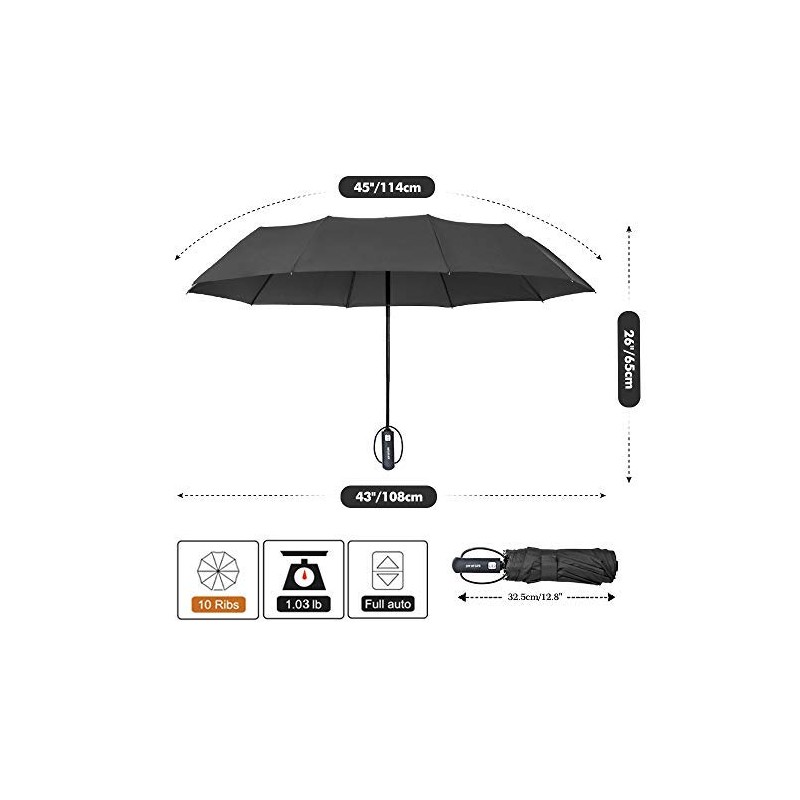 ZOMAKE Compact Umbrella, Auto Open & Close Travel Folding Umbrella,